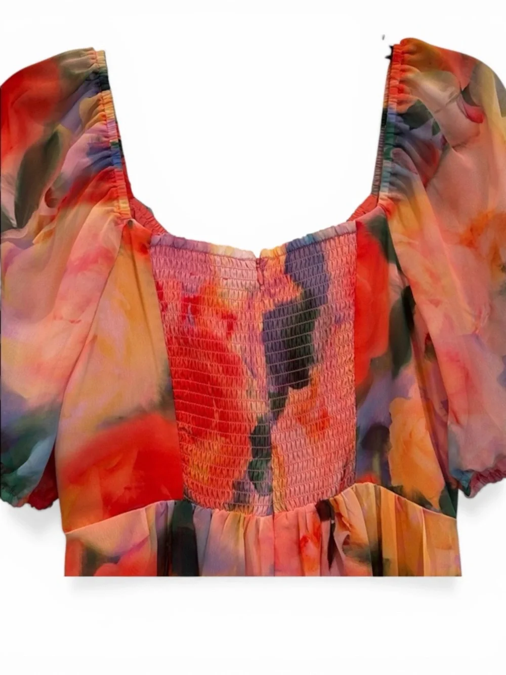 NWT Vince Camuto Plus Floral Chiffon A-Line Midi Dress Puff Sleeve w/Pockets 18W - Picture 5 of 10